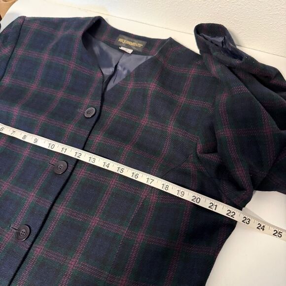 Vintage Requirements Plaid Navy Purple Blazer Jacket Size 18 - Picture 7 of 7